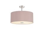 Baymont Polished Chrome 5 Light E27 Semi Flush Fixture With 60cm x 22cm Dual Faux Silk Shade, Taupe/Halo Gold & Frosted/PC Acrylic Diffuser