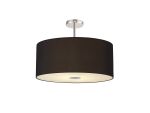 Baymont Polished Chrome 5 Light E27 Semi Flush Fixture With 60cm x 22cm Dual Faux Silk Shade, Black/Green Olive & Frosted/PC Acrylic Diffuser