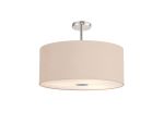 Baymont Polished Chrome 5 Light E27 Semi Flush Fixture With 60cm x 22cm Dual Faux Silk Shade, Antique Gold/Ruby & Frosted/PC Acrylic Diffuser