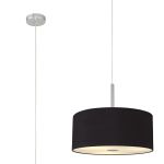 Baymont Polished Chrome 5 Light E27 Single Pendant With 40cm x 18cm Dual Faux Silk Shade, Black/Green Olive & Frosted/PC Acrylic Diffuser