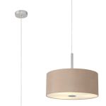 Baymont Polished Chrome 5 Light E27 Single Pendant With 40cm x 18cm Dual Faux Silk Shade, Antique Gold/Ruby & Frosted/PC Acrylic Diffuser
