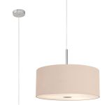 Baymont Polished Chrome 5 Light E27 Single Pendant With 60cm x 22cm Dual Faux Silk Shade, Antique Gold/Ruby & Frosted/PC Acrylic Diffuser