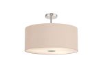 Baymont Polished Chrome 5 Light E27 Drop Flush With 60cm x 22cm Dual Faux Silk Shade, Antique Gold/Ruby & Frosted/PC Acrylic Diffuser