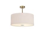 Baymont Antique Brass 5 Light E27 Semi Flush Fixture With 60cm x 22cm Dual Faux Silk Shade, Nude Beige/Moonlight & Frosted/PC Acrylic Diffuser
