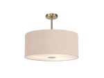 Baymont Antique Brass 5 Light E27 Semi Flush Fixture With 60cm x 22cm Dual Faux Silk Shade, Antique Gold/Ruby & Frosted/PC Acrylic Diffuser