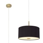 Baymont Antique Brass 5 Light E27 Single Pendant With 40cm x 18cm Dual Faux Silk Shade, Black/Green Olive & Frosted/AB Acrylic Diffuser