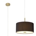 Baymont Antique Brass 5 Light E27 Single Pendant With 40cm x 18cm Faux Silk Shade, Black/White Laminate & Frosted/AB Acrylic Diffuser