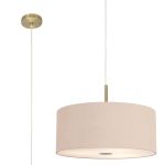 Baymont Antique Brass 5 Light E27 Single Pendant With 60cm x 22cm Dual Faux Silk Shade, Antique Gold/Ruby & Frosted/PC Acrylic Diffuser