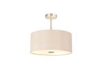 Baymont Satin Nickel 5 Light E27 Semi Flush With 40cm Dual Faux Silk Shade, Antique Gold/Ruby & Frosted/SN Acrylic Diffuser