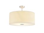 Baymont Satin Nickel 5 Light E27 Semi Flush Fixture With 60cm x 22cm Faux Silk Shade, Ivory Pearl/White Laminate & Frosted/PC Acrylic Diffuser