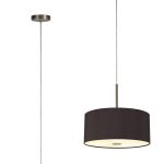 Baymont Satin Nickel 5 Light E27 Single Pendant With 40cm x 18cm Dual Faux Silk Shade, Black/Green Olive & 40cm x 18cm Frosted/SN Acrylic Diffuser