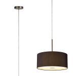 Baymont Satin Nickel 5 Light E27 Single Pendant With 40cm x 18cm Faux Silk Shade, Black/White Laminate & Frosted/SN Acrylic Diffuser