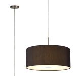 Baymont Satin Nickel 5 Light E27 Single Pendant With 60cm x 22cm Faux Silk Shade, Black/White Laminate & Frosted/PC Acrylic Diffuser