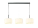 Baymont Polished Chrome 3 Light E27 Linear Pendant With 30cm x 17cm Faux Silk Shade, Ivory Pearl/White Laminate