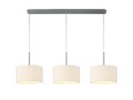 Baymont Polished Chrome 3 Light E27 Linear Pendant With 30cm x 17cm Dual Faux Silk Shade, Nude Beige/Moonlight