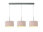 Baymont Polished Chrome 3 Light E27 Linear Pendant With 30cm x 17cm Dual Faux Silk Shade, Taupe/Halo Gold