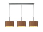 Baymont Polished Chrome 3 Light E27 Linear Pendant With 30cm x 17cm Dual Faux Silk Shade, Raw Cocoa/Grecian Bronze
