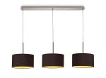Baymont Polished Chrome 3 Light E27 Linear Pendant With 30cm x 17cm Dual Faux Silk Shade, Midnight Black/Green Olive