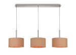 Baymont Polished Chrome 3 Light E27 Linear Pendant With 30cm x 17cm Dual Faux Silk Shade, Antique Gold/Ruby