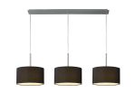 Baymont Polished Chrome 3 Light E27 Linear Pendant With 30cm x 17cm Faux Silk Shade, Black/White Laminate