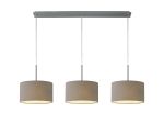 Baymont Polished Chrome 3 Light E27 Linear Pendant With 30cm x 17cm Faux Silk Shade, Grey/White Laminate