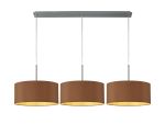 Baymont Polished Chrome 3 Light E27 Linear Pendant With 40cm x 18cm Dual Faux Silk Shade, Raw Cocoa/Grecian Bronze