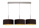 Baymont Polished Chrome 3 Light E27 Linear Pendant With 40cm x 18cm Dual Faux Silk Shade, Midnight Black/Green Olive