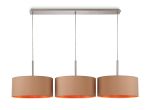 Baymont Polished Chrome 3 Light E27 Linear Pendant With 40cm x 18cm Dual Faux Silk Shade, Antique Gold/Ruby