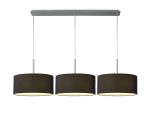 Baymont Polished Chrome 3 Light E27 Linear Pendant With 40cm x 18cm Faux Silk Shade, Black/White Laminate