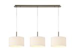 Baymont Antique Brass 3 Light E27 Linear Pendant With 30cm x 17cm Dual Faux Silk Shade, Nude Beige/Moonlight