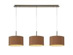 Baymont Antique Brass 3 Light E27 Linear Pendant With 30cm x 17cm Dual Faux Silk Shade, Raw Cocoa/Grecian Bronze