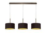Baymont Antique Brass 3 Light E27 Linear Pendant With 30cm x 17cm Dual Faux Silk Shade, Midnight Black/Green Olive