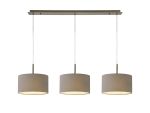 Baymont Antique Brass 3 Light E27 Linear Pendant With 30cm x 17cm Faux Silk Shade, Grey/White Laminate