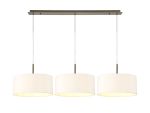 Baymont Antique Brass 3 Light E27 Linear Pendant With 40cm x 18cm Dual Faux Silk Shade, Nude Beige/Moonlight