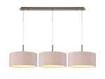 Baymont Antique Brass 3 Light E27 Linear Pendant With 40cm x 18cm Dual Faux Silk Shade, Taupe/Halo Gold