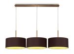 Baymont Antique Brass 3 Light E27 Linear Pendant With 40cm x 18cm Dual Faux Silk Shade, Midnight Black/Green Olive