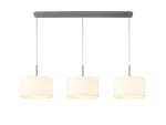 Baymont Satin Nickel 3 Light E27 Linear Pendant With 30cm x 17cm Faux Silk Shade, Ivory Pearl/White Laminate
