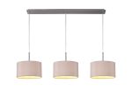 Baymont Satin Nickel 3 Light E27 Linear Pendant With 30cm x 17cm Dual Faux Silk Shade, Taupe/Halo Gold