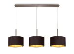 Baymont Satin Nickel 3 Light E27 Linear Pendant With 30cm x 17cm Dual Faux Silk Shade, Midnight Black/Green Olive