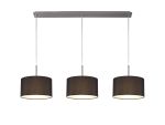 Baymont Satin Nickel 3 Light E27 Linear Pendant With 30cm x 17cm Faux Silk Shade, Black/White Laminate