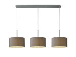 Baymont Satin Nickel 3 Light E27 Linear Pendant With 30cm x 17cm Faux Silk Shade, Grey/White Laminate