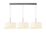 Baymont Satin Nickel 3 Light E27 Linear Pendant With 40cm x 18cm Faux Silk Shade, Ivory Pearl/White Laminate