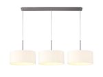 Baymont Satin Nickel 3 Light E27 Linear Pendant With 40cm x 18cm Dual Faux Silk Shade, Nude Beige/Moonlight