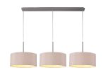 Baymont Satin Nickel 3 Light E27 Linear Pendant With 40cm x 18cm Dual Faux Silk Shade, Taupe/Halo Gold