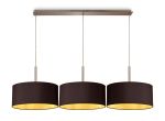Baymont Satin Nickel 3 Light E27 Linear Pendant With 40cm x 18cm Dual Faux Silk Shade, Midnight Black/Green Olive