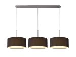 Baymont Satin Nickel 3 Light E27 Linear Pendant With 40cm x 18cm Faux Silk Shade, Black/White Laminate