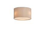 Baymont White 3 Light E27 Flush With 30cm x 17cm Dual Faux Silk Shade, Nude Beige/Moonlight & Frosted Acrylic Diffuser