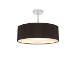 Baymont 45cm Polished Chrome 3 Light E27 Semi Flush Fixture, With 4cm x 15cm Faux Silk Shade, Black