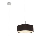 Baymont Polished Chrome 3 Light E27 Single Pendant, With 45cm x 15cm Faux Silk Shade, Black