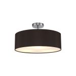 Baymont Polished Chrome 3 Light E27 Drop Flush, With 45cm x 15cm Faux Silk Shade, Black